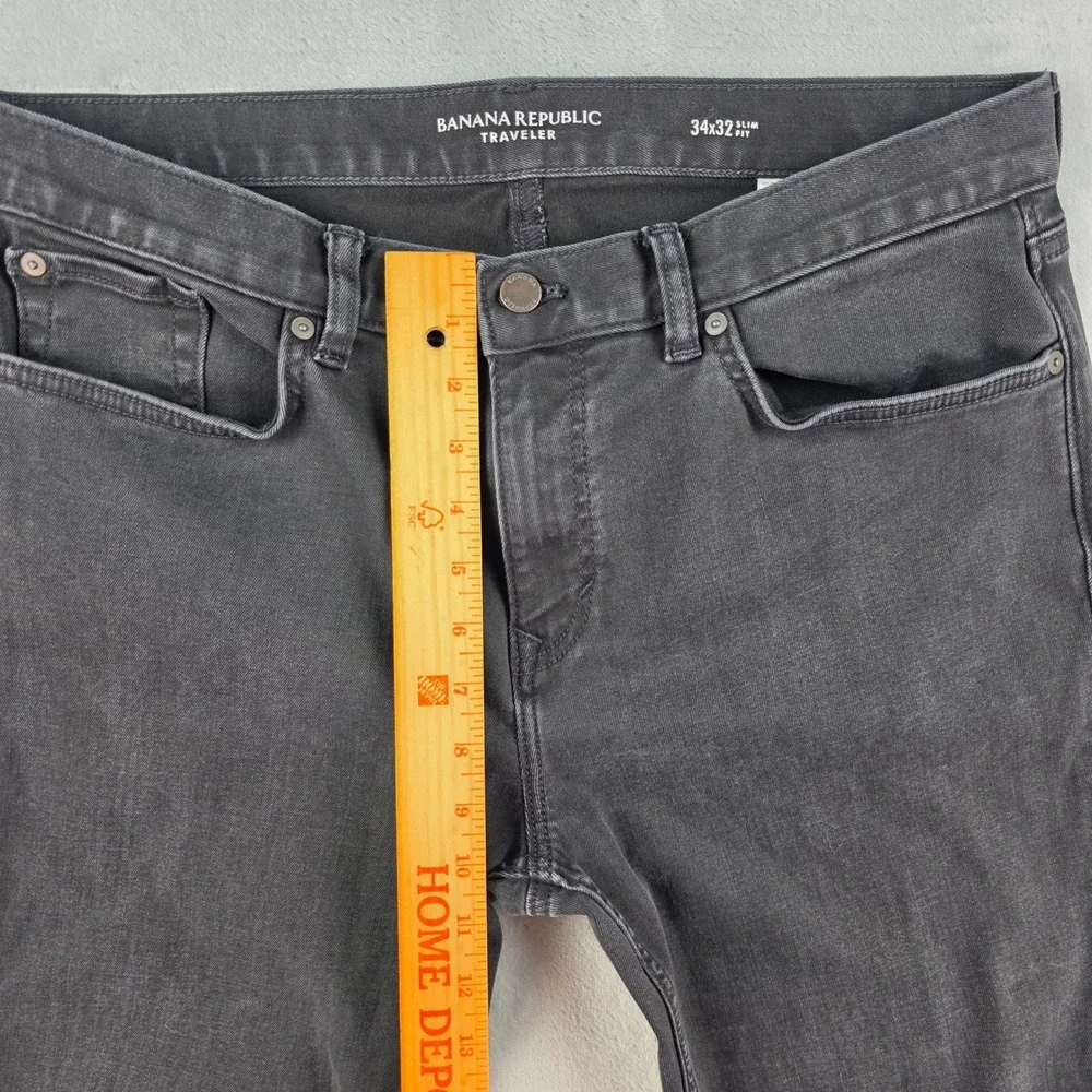 Banana Republic Traveler‎ Jeans Mens 34x32 Slim Fit Black Dark Wash Denim Pants